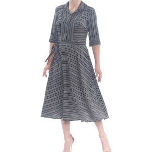 Gabby Skye Striped Midi/Flare Dress